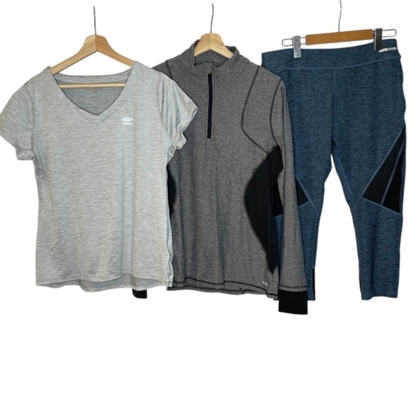Athletic Sport Tee, 1/4 Zip Long Sleeve Top, Capri Legging 🤍 - Picture 1 of 14
